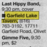 Garfield Lake Tavern - Nov 2001 Ad